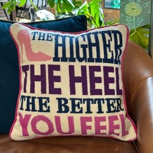 Jonathan Adler "Higher The Heel” Needlepoint accent 14" x 14" Square Pillow